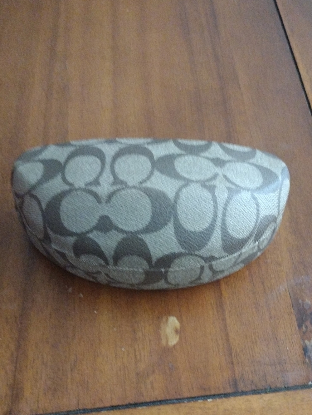 Coach Signature Pattern Hard Sunglasses Case in Tan and Brown